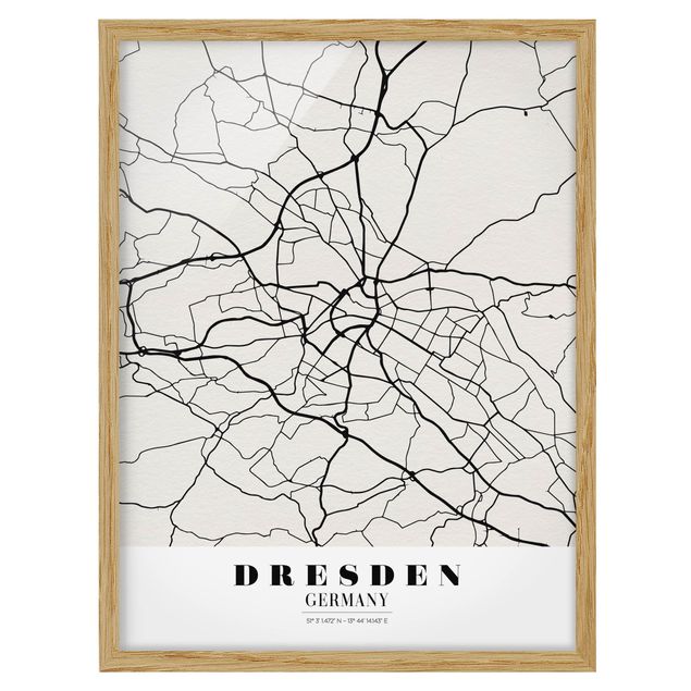 Indrammede plakater ordsprog Dresden City Map - Classical