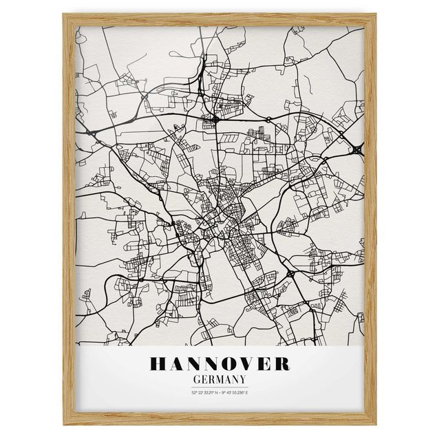 Indrammede plakater ordsprog Hannover City Map - Classic