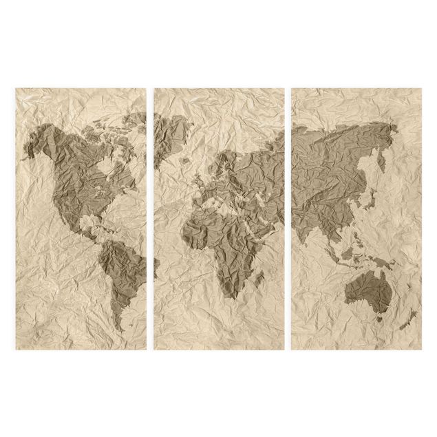 Billeder arkitektur og skyline Paper World Map Beige Brown