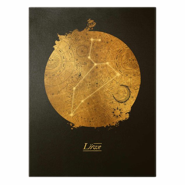 Billeder på lærred guld Zodiac Sign Leo Gray Gold
