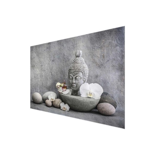 Billeder spirituelt Zen Buddha, Orchid And Stone