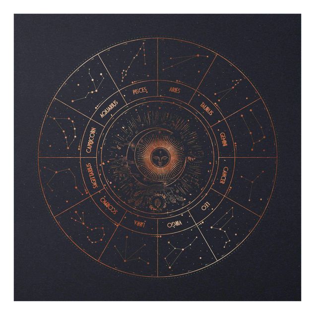 Billeder moderne Astrology The 12 Zodiak Signs Blue Gold
