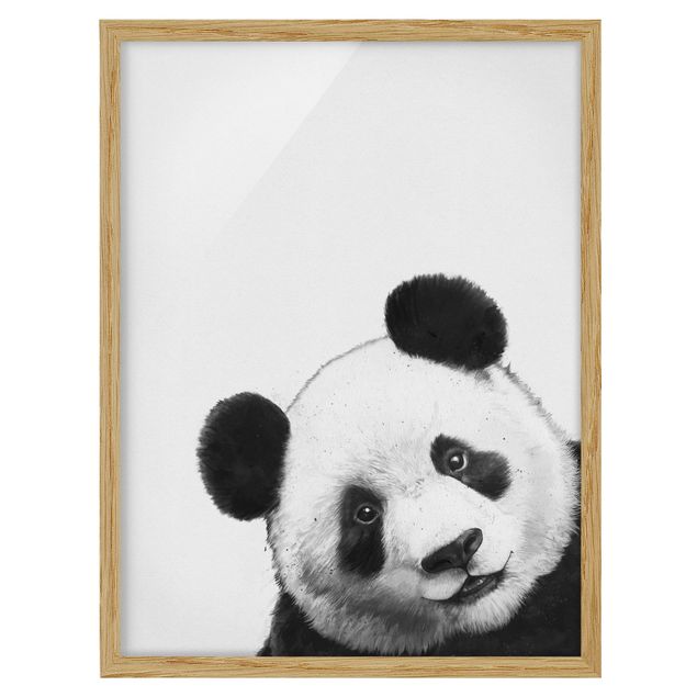 Indrammede plakater sort og hvid Illustration Panda Black And White Drawing