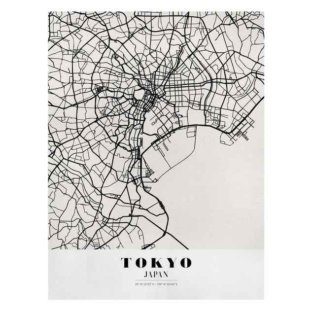 Billeder på lærred verdenskort Tokyo City Map - Classic