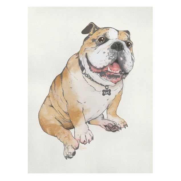 Billeder på lærred kunsttryk Illustration Dog Bulldog Painting