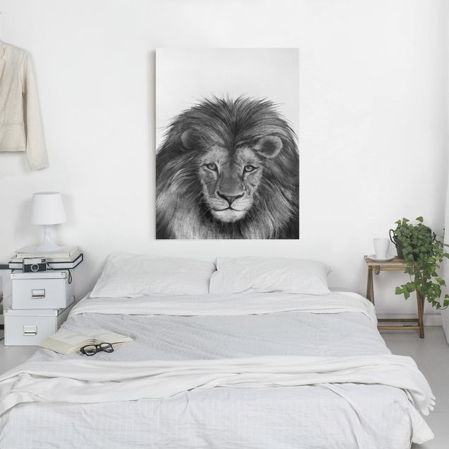 Billeder på lærred lions Illustration Lion Monochrome Painting