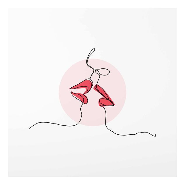 Glasbilleder abstrakt Lips Kiss Line Art