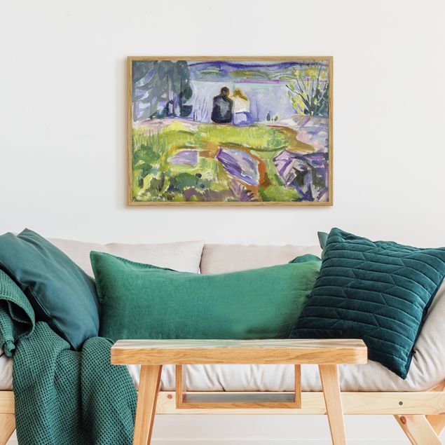 Kunst stilarter post impressionisme Edvard Munch - Spring (Love Couple On The Shore)