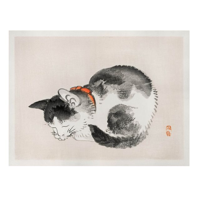 Billeder på lærred vintage Asian Vintage Drawing Sleeping Cat