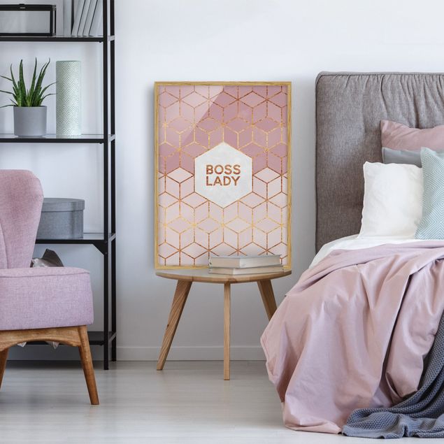 Indrammede plakater abstrakt Boss Lady Hexagons Pink