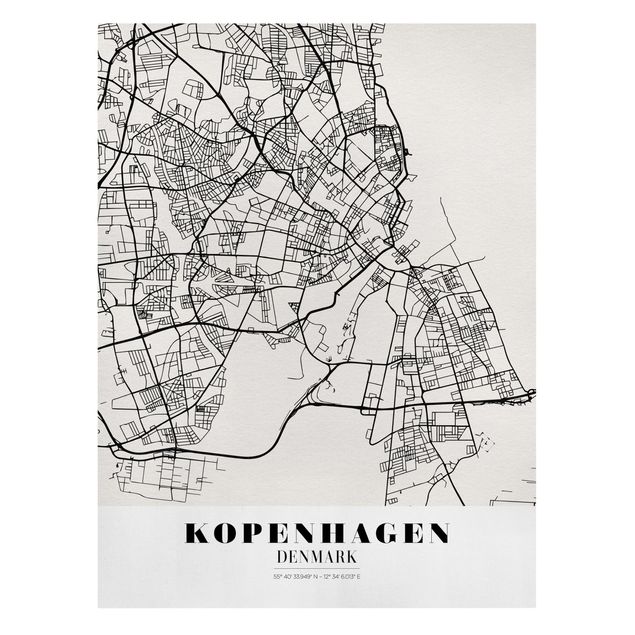 Billeder sort og hvid Copenhagen City Map - Classic