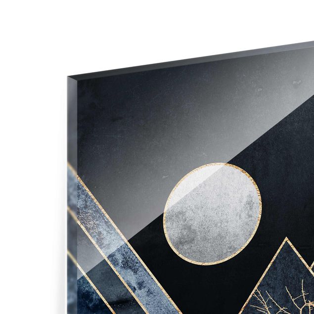 Billeder mønstre Golden Moon Abstract Black Mountains