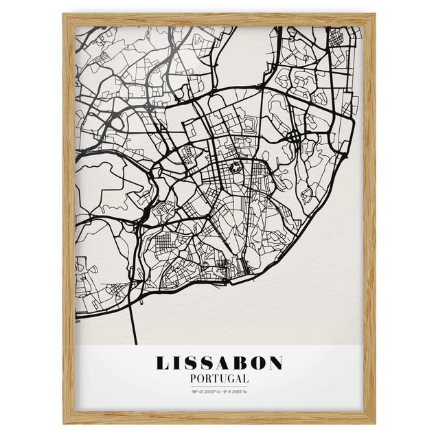 Indrammede plakater ordsprog Lisbon City Map - Classic