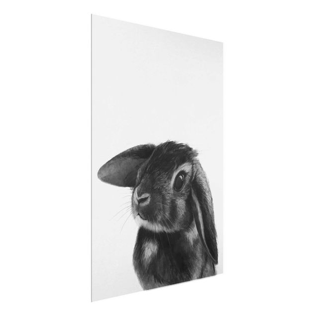 Glasbilleder dyr Illustration Rabbit Black And White Drawing