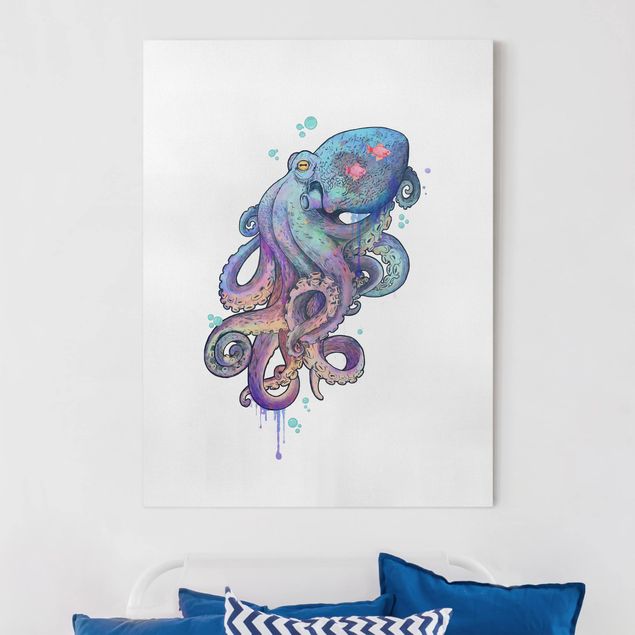 Billeder lilla Illustration Octopus Violet Turquoise Painting