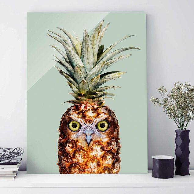 Glas magnettavla Pineapple With Owl