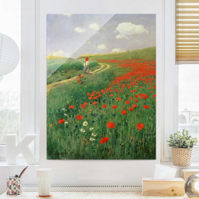 Billeder blomster Pál Szinyei-Merse - Summer Landscape With A Blossoming Poppy