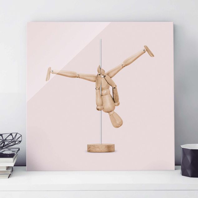 Glas magnettavla Pole Dance With Wooden Figure