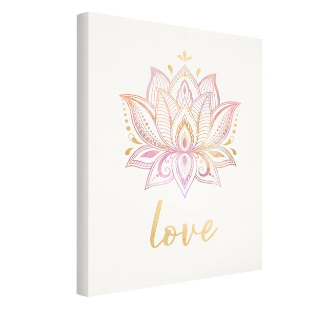 Billeder på lærred ordsprog Lotus Illustration Love Gold Light Pink