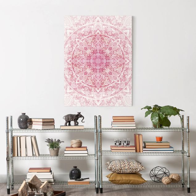 Billeder på lærred mønstre Mandala WaterColours Sun Ornament Light Pink