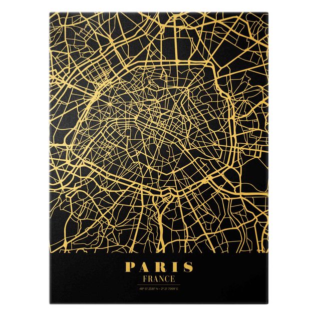 Billeder sort Paris City Map - Classic Black