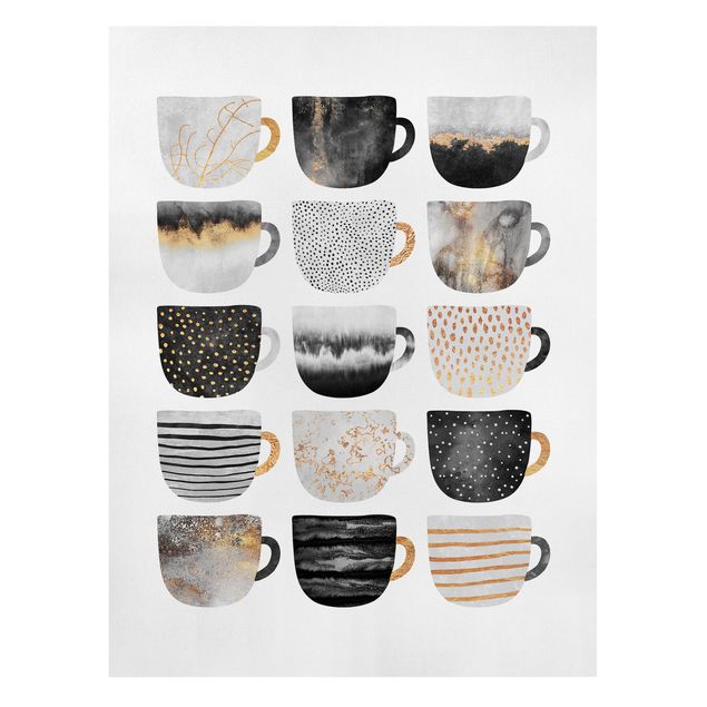 Billeder på lærred kaffe Golden Mugs Black White
