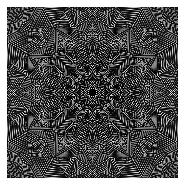 Tapet Mandala Star Pattern Silver Black