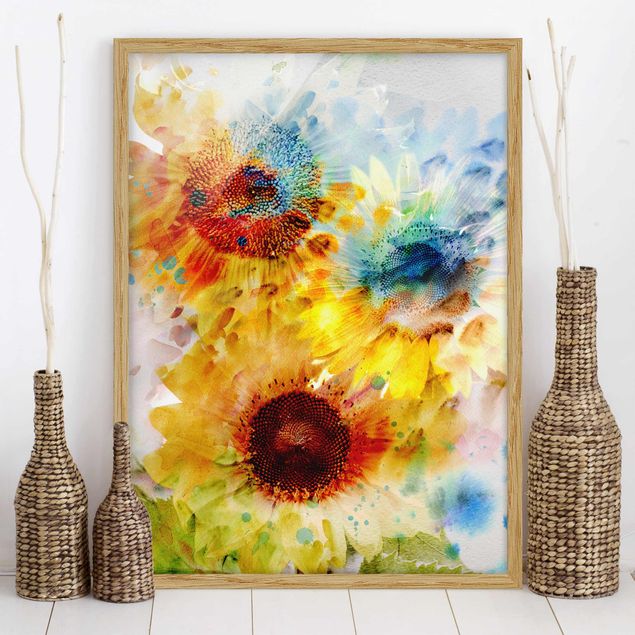Billeder solsikker Watercolour Flowers Sunflowers