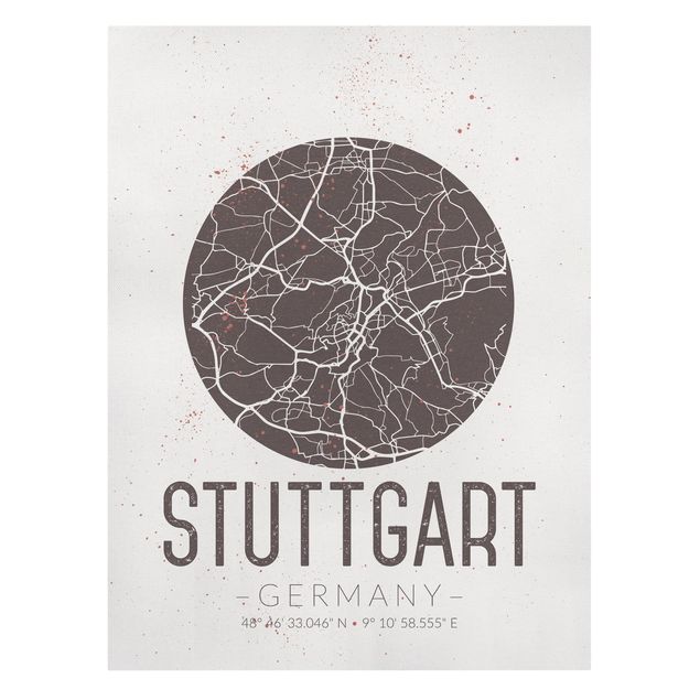 Billeder brun Stuttgart City Map - Retro