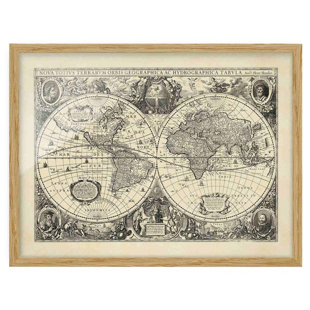 Billeder verdenskort Vintage World Map Antique Illustration