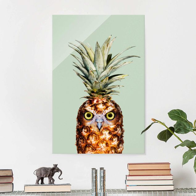 Glas magnettavla Pineapple With Owl