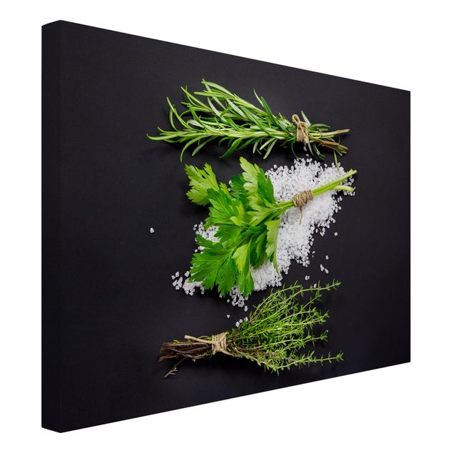 Billeder moderne Herbs On Salt Black Backdrop