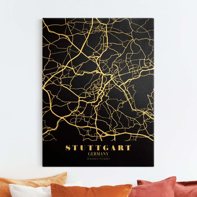 køkken dekorationer Stuttgart City Map - Classic Black