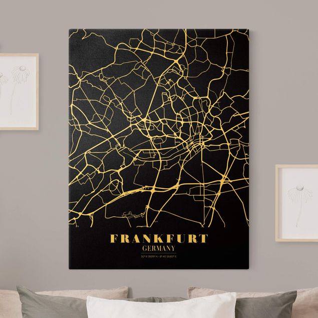 Billeder verdenskort Frankfurt City City Map - Classic Black
