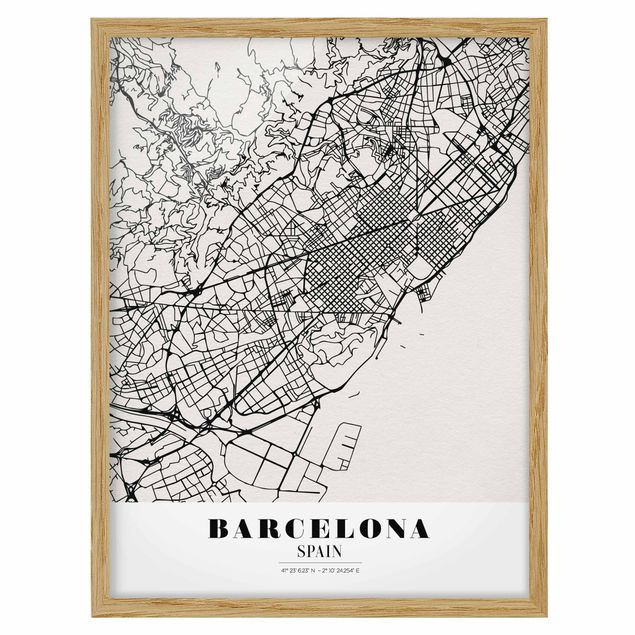 Indrammede plakater ordsprog Barcelona City Map - Classic