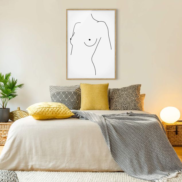 Billeder nøgen og erotik Line Art Nude Bust Woman Black And White