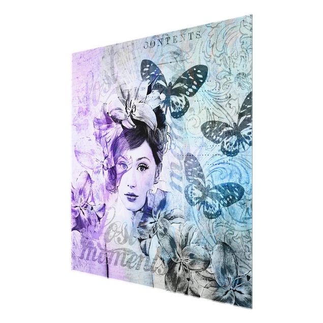Billeder lilla Shabby Chic Collage - Portrait With Butterflies