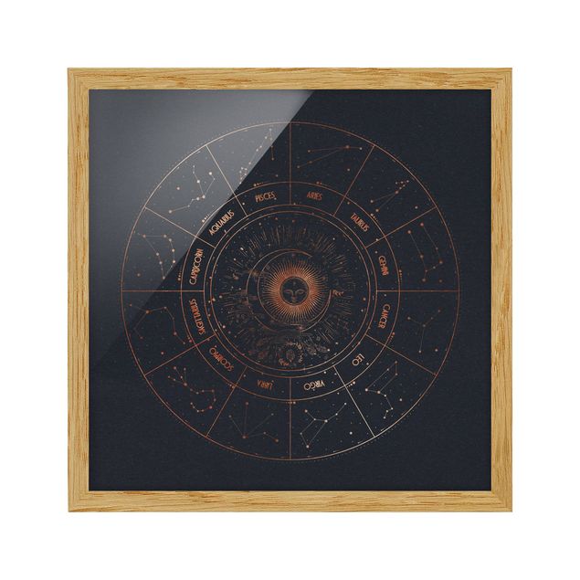 Billeder moderne Astrology The 12 Zodiak Signs Blue Gold