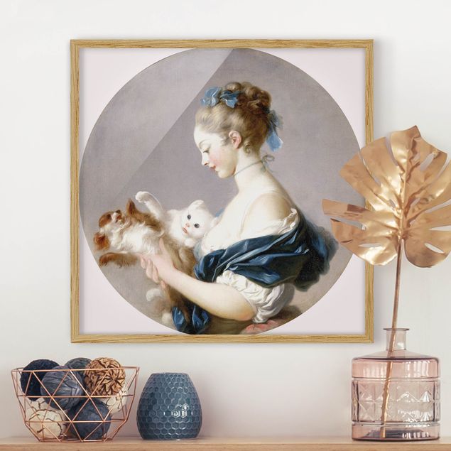 køkken dekorationer Jean Honoré Fragonard - Girl playing with a Dog and a Cat