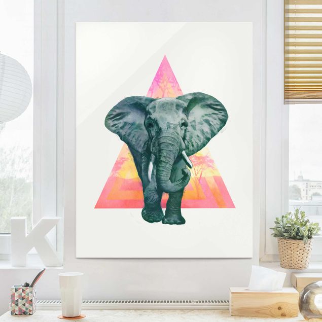Billeder Illustration Elephant Front Triangle Painting