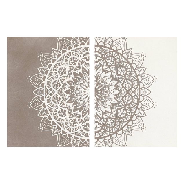Billeder Mandala Illustration Shabby Set Beige White