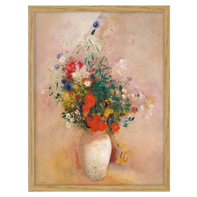Billeder blomster Odilon Redon - Vase With Flowers (Rose-Colored Background)