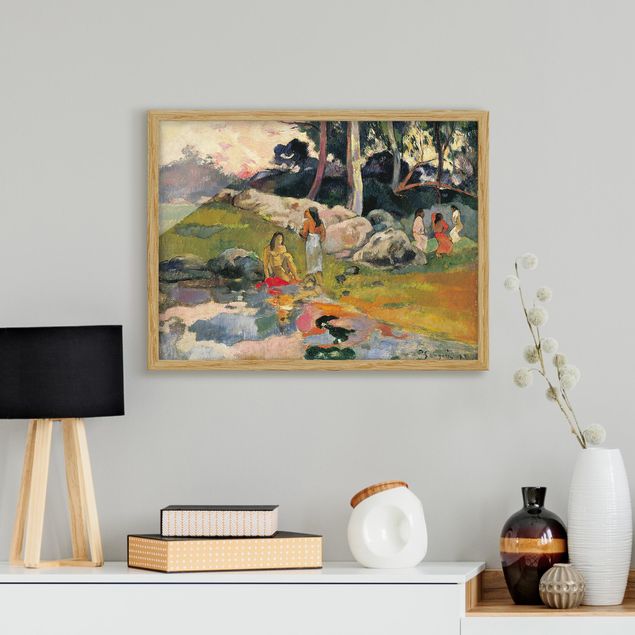 Kunst stilarter impressionisme Paul Gauguin - Women At The Banks Of River