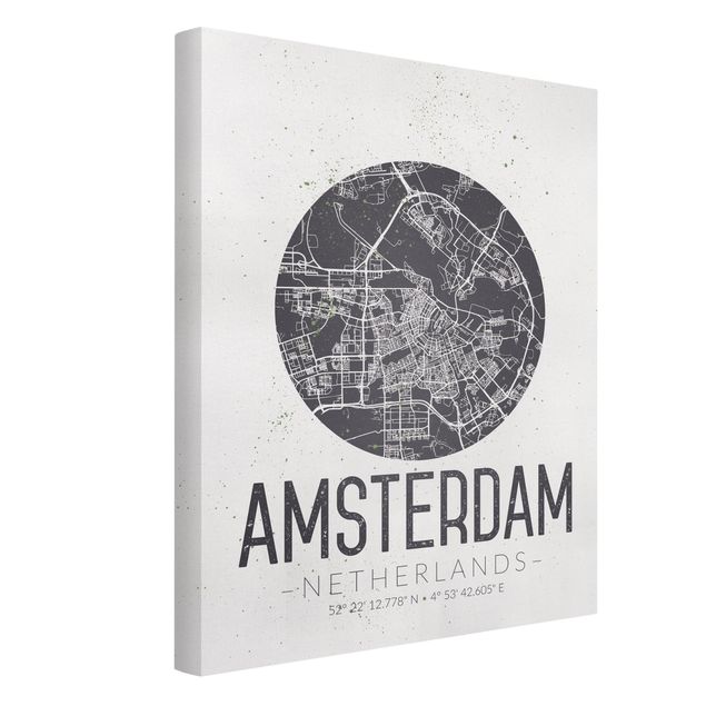 Billeder verdenskort Amsterdam City Map - Retro