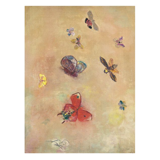 Billeder på lærred kunsttryk Odilon Redon - Colourful Butterflies