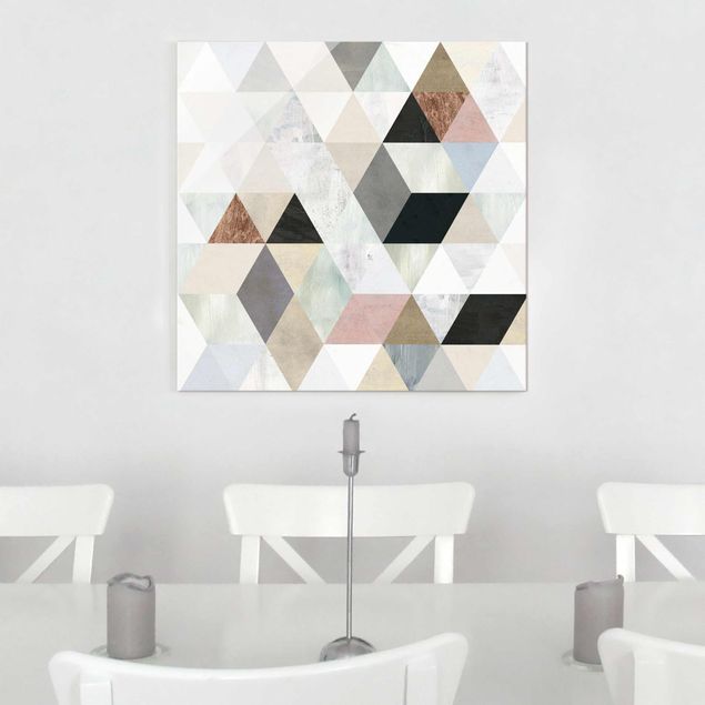 Billeder moderne Watercolour Mosaic With Triangles I