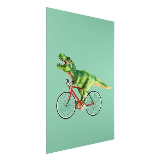 Glasbilleder dyr Dinosaur With Bicycle