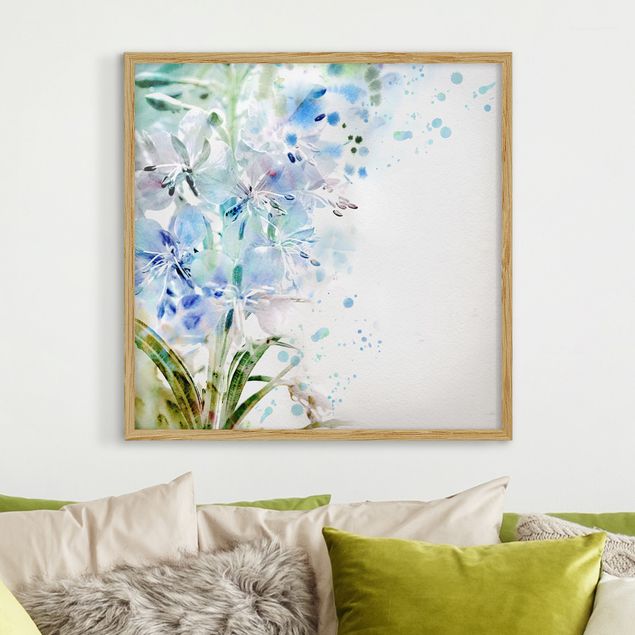 Indrammede plakater blomster Watercolour Flowers Lilies