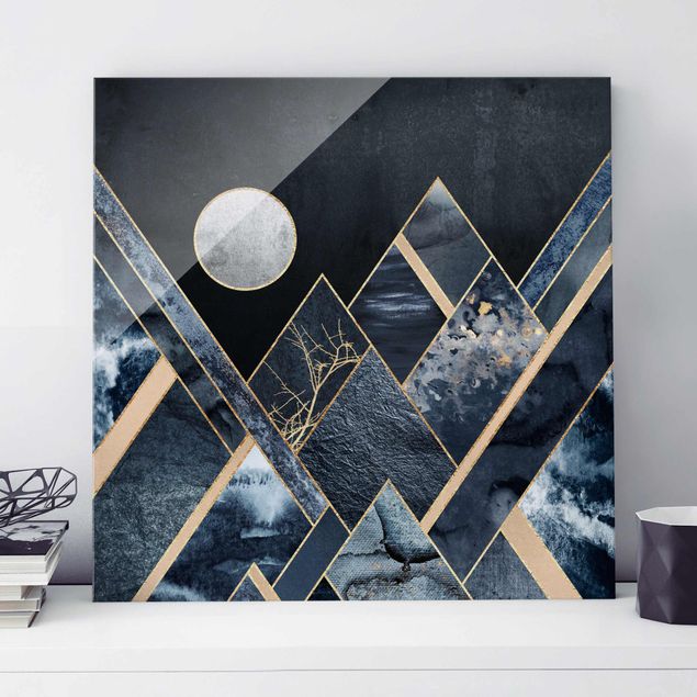 Billeder Elisabeth Fredriksson Golden Moon Abstract Black Mountains