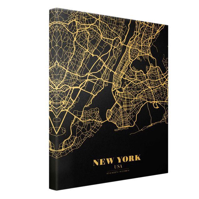 Billeder sort og hvid New York City Map - Classic Black